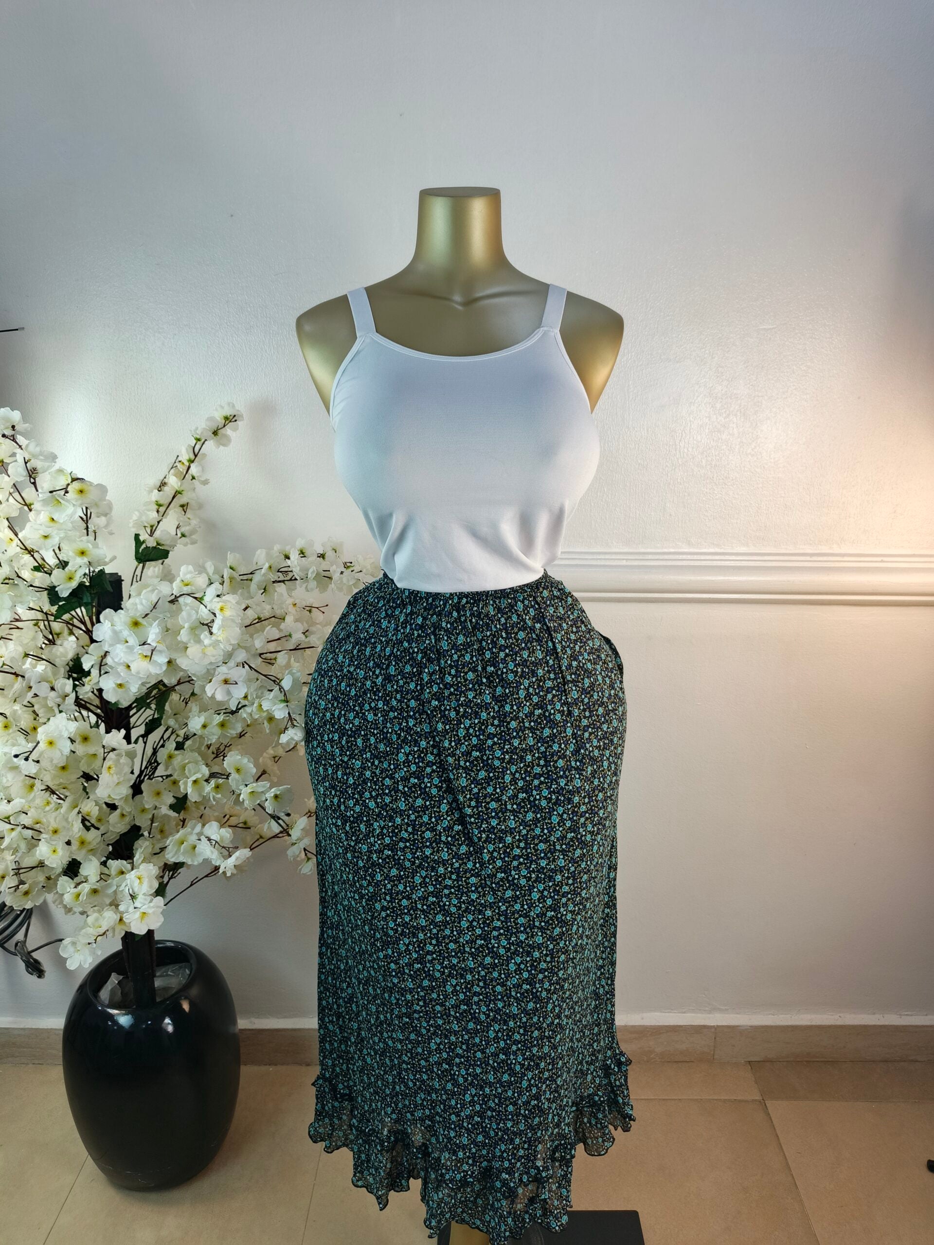 SKIRT UK SIZE 18 [LENGTH 38 INCHES, BLUE] image 0