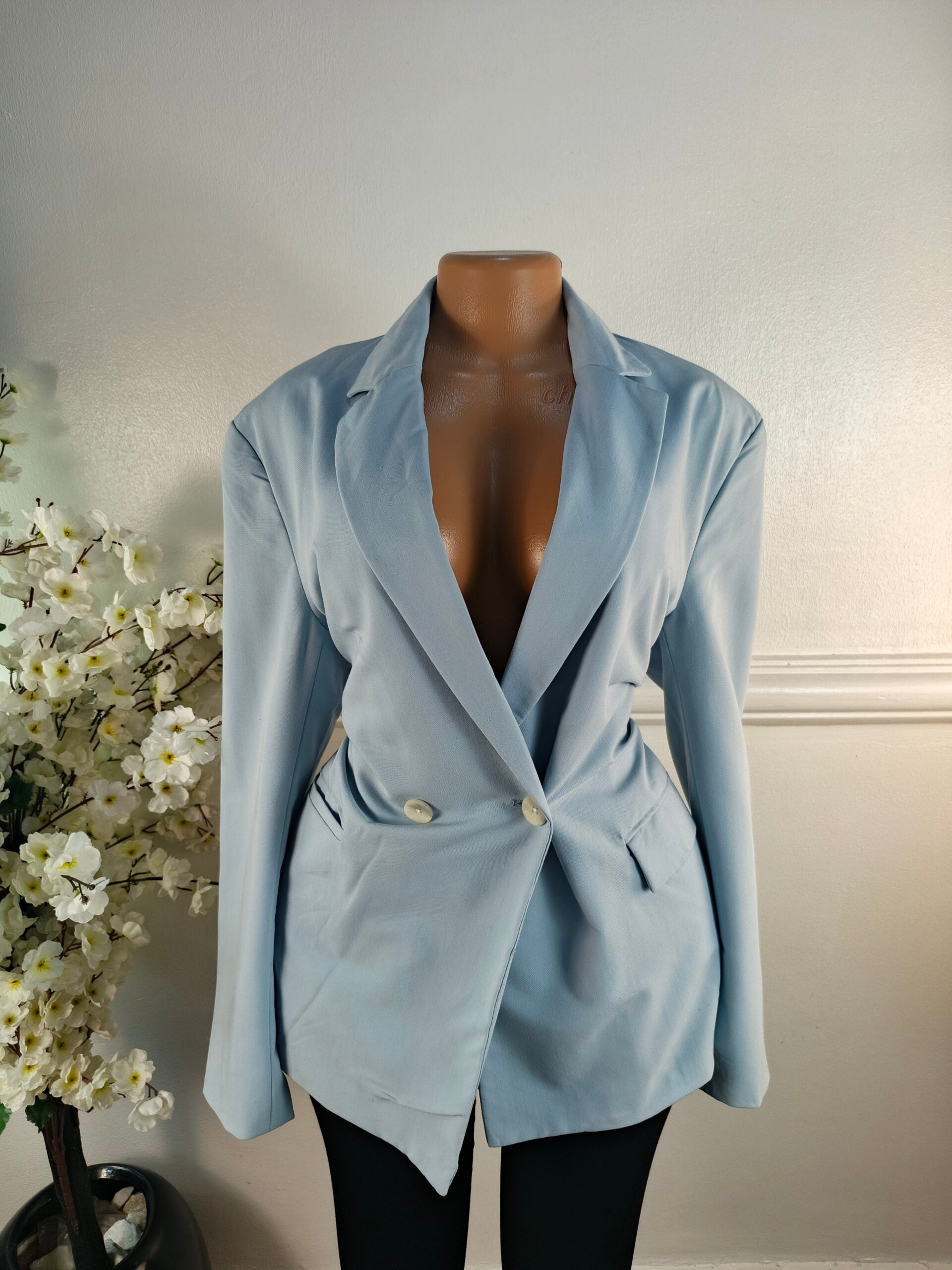 BERSHKA UK SIZE 16 [LENGTH 30 INCHES, SKY BLUE] image 0