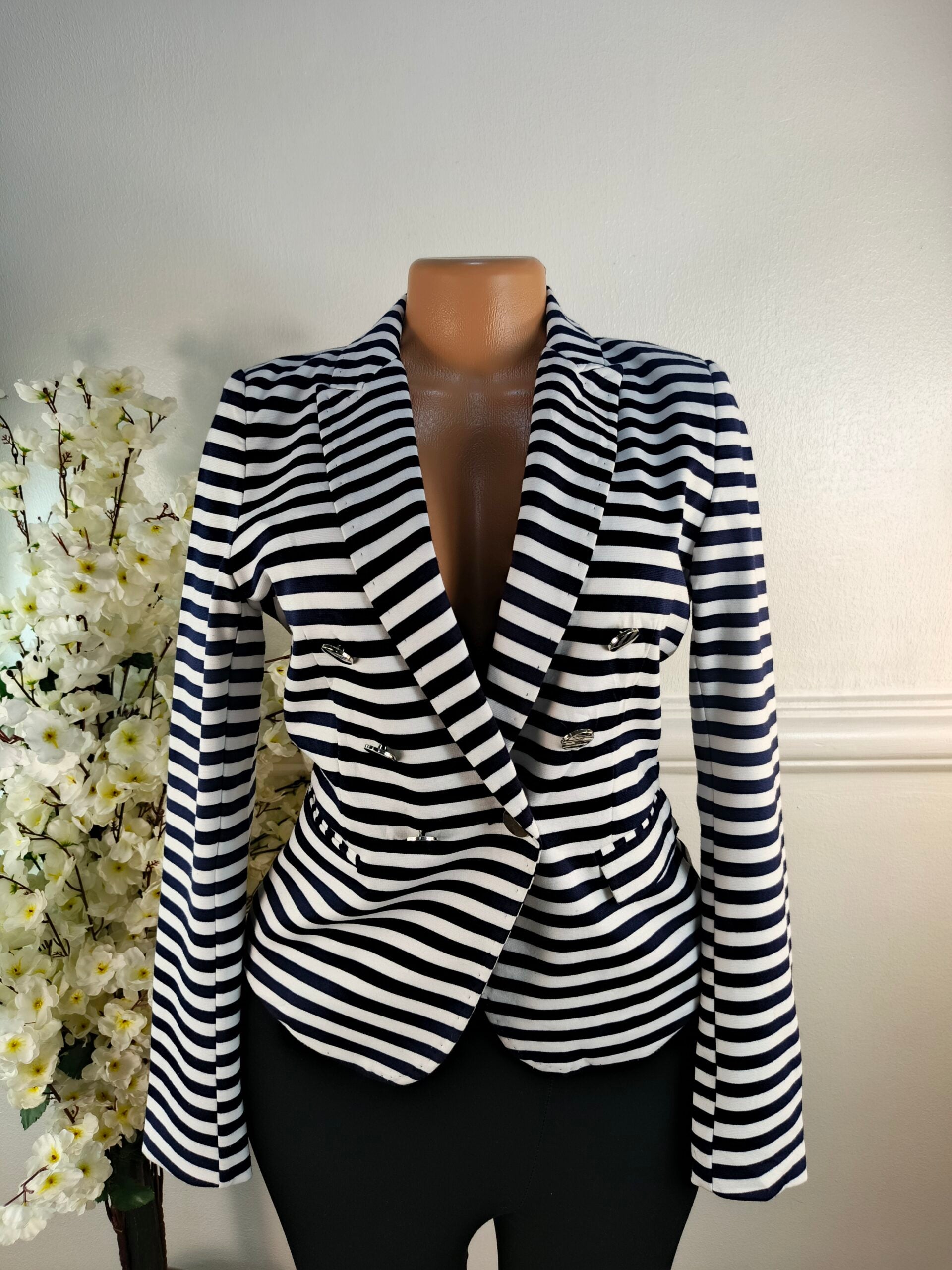 H&amp;M UK SIZE 8 [LENGTH 24 INCHES, BLUE &amp; WHITE] image 0