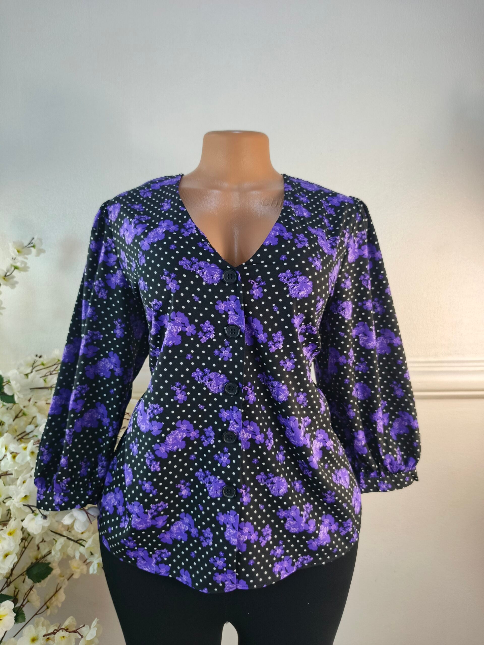DUNNES UK SIZE 14 [BLACK &amp; PURPLE] image 0